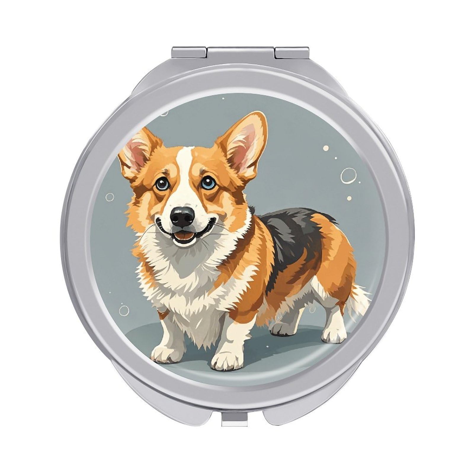 JTREHY Corgi Pattern Corgi Pattern Makeup Mirror Portable Folding Mirror Compact Travel Mirrors 2-Sided Round Pocket Mirrors Cute Handheld Beauty Mirror for Handbag Purse for Women Gift
