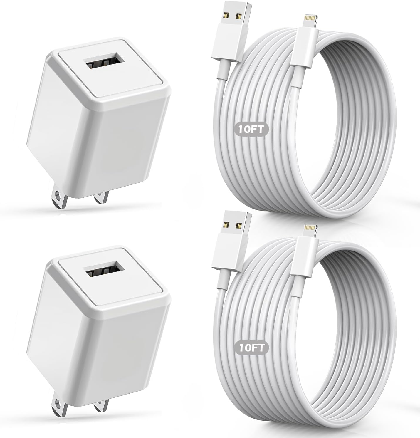 2Pack[Apple MFi Certified] iPhone Charger,10Feet Extra Long Lightning Cable