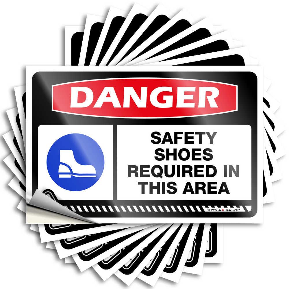 Prank Stickers for Adults Danger Safety Shoes Required in This Area Stickers 10Pcs Funny Room Signs Car Stickers for Windows(6X9CM)