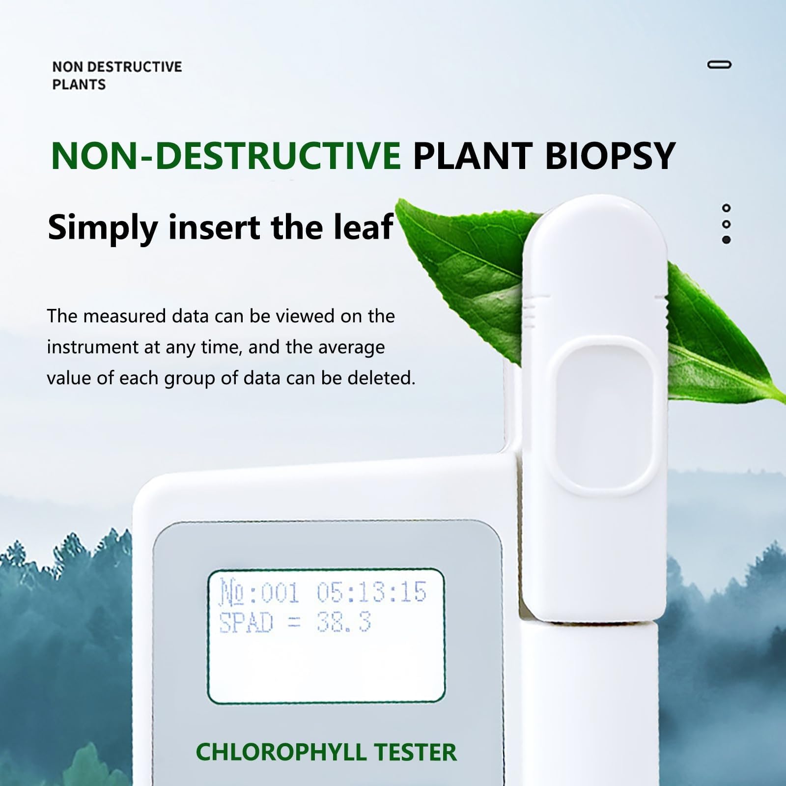 Analizador de clorofila portátil recargable, 0,0-100 SPAD, for agricultura y jardinería de precisión.
