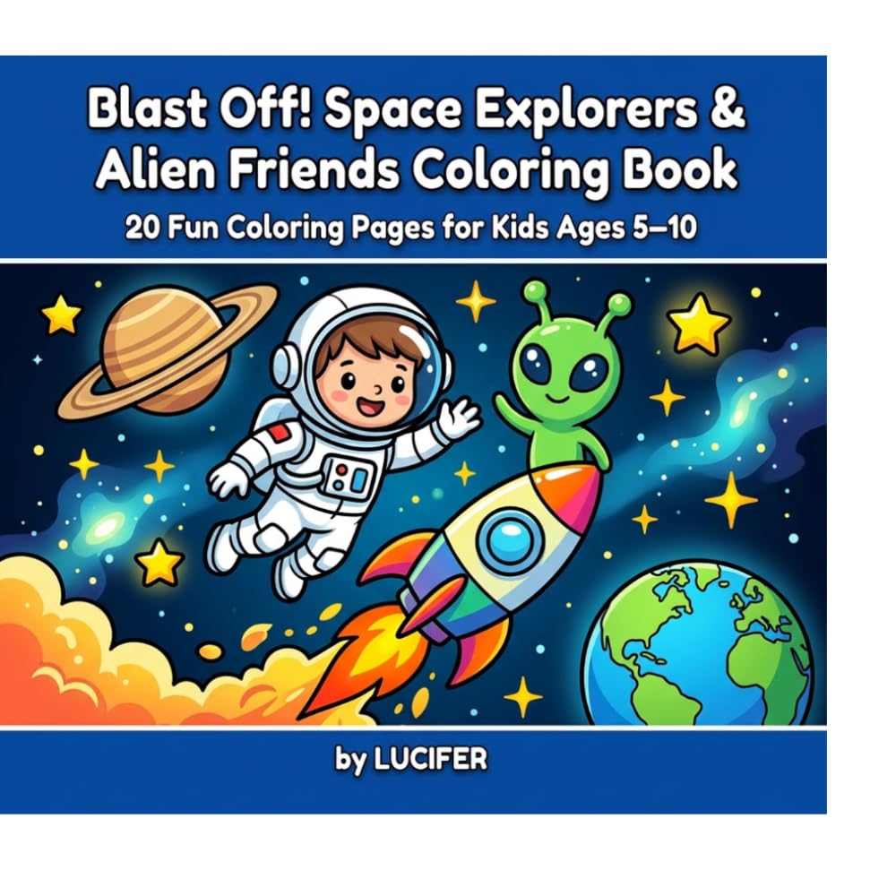 Blast Off! Space Explorers & Alien Friends: A Fun Space Coloring Book for Kids Ages 5–10