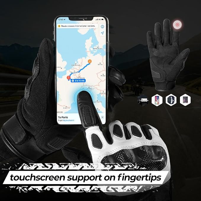 Guantes de cuero para motocicleta WTACTFUL talla L miniatura 6