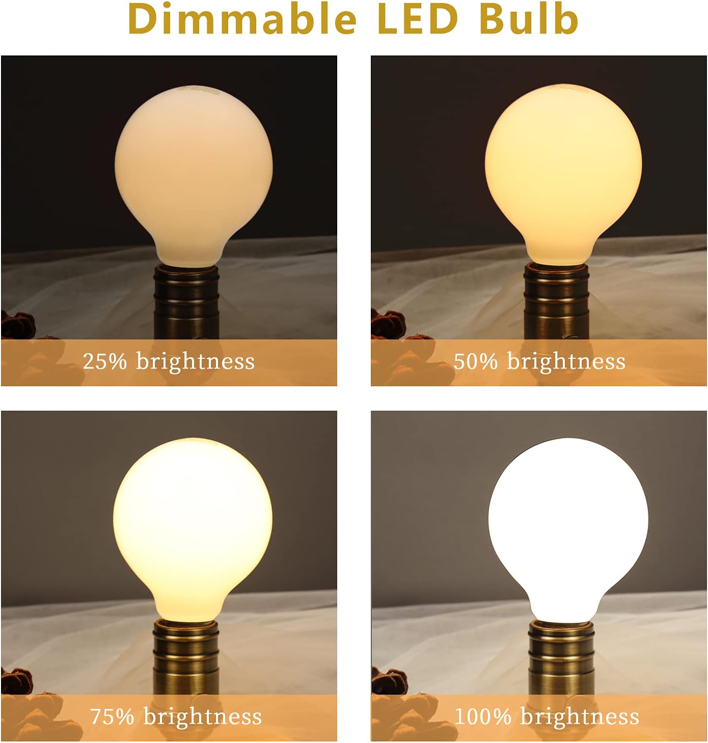 G25 LED Globe Light Bulbs, Dimmable 5W (40 Watt Equivalent) LED Round Bathroom Bulbs, Warm White 2700K, 500LM, E26 Base, CRI90+ Milky Glass Bulbs for Vanity Makeup Mirror Bedroom, 6 Pack