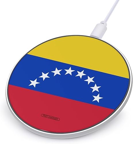 Estación de carga inalámbrica de la bandera de Venezuela Cargador inalámbrico portátil Cargador de teléfono redondo