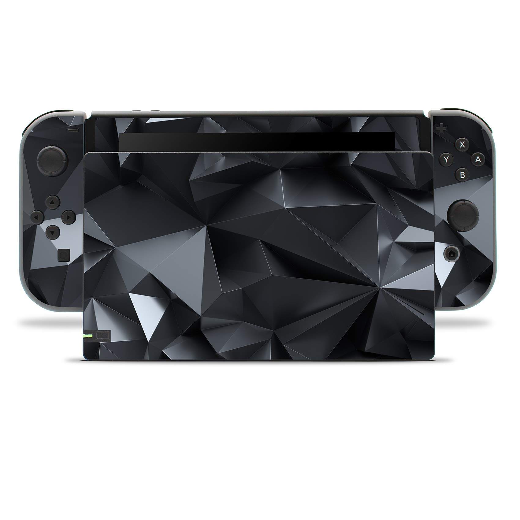 Juego de protectores de pantalla para Nintendo Switch HAC-001, consola de juegos 2017, protección superior contra arañazos, diseño adhesivo, ajuste perfecto, RX021 (n.º 5 Polygon negro)
