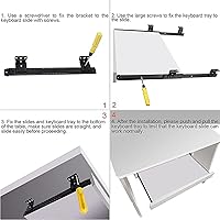Vista 3 de ZOENHOU 3 pares de bandejas de teclado negras de 14 pulgadas, soporte de rodamiento de bolas de alta resistencia de 22 libras, bandeja