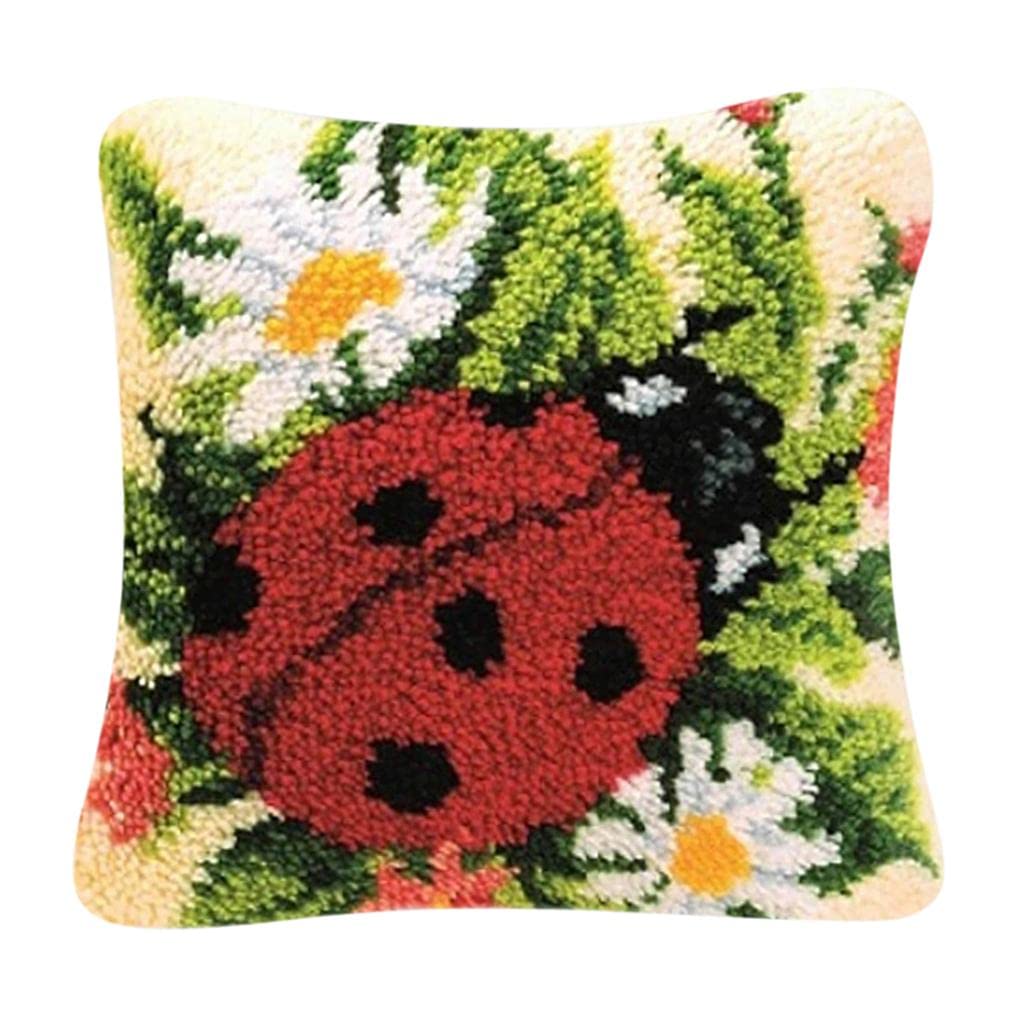 Enakshi Ladybug Latch Hook Kits for DIY Pillow Cover Sofa Cushion Cover 40x40cm-image-33