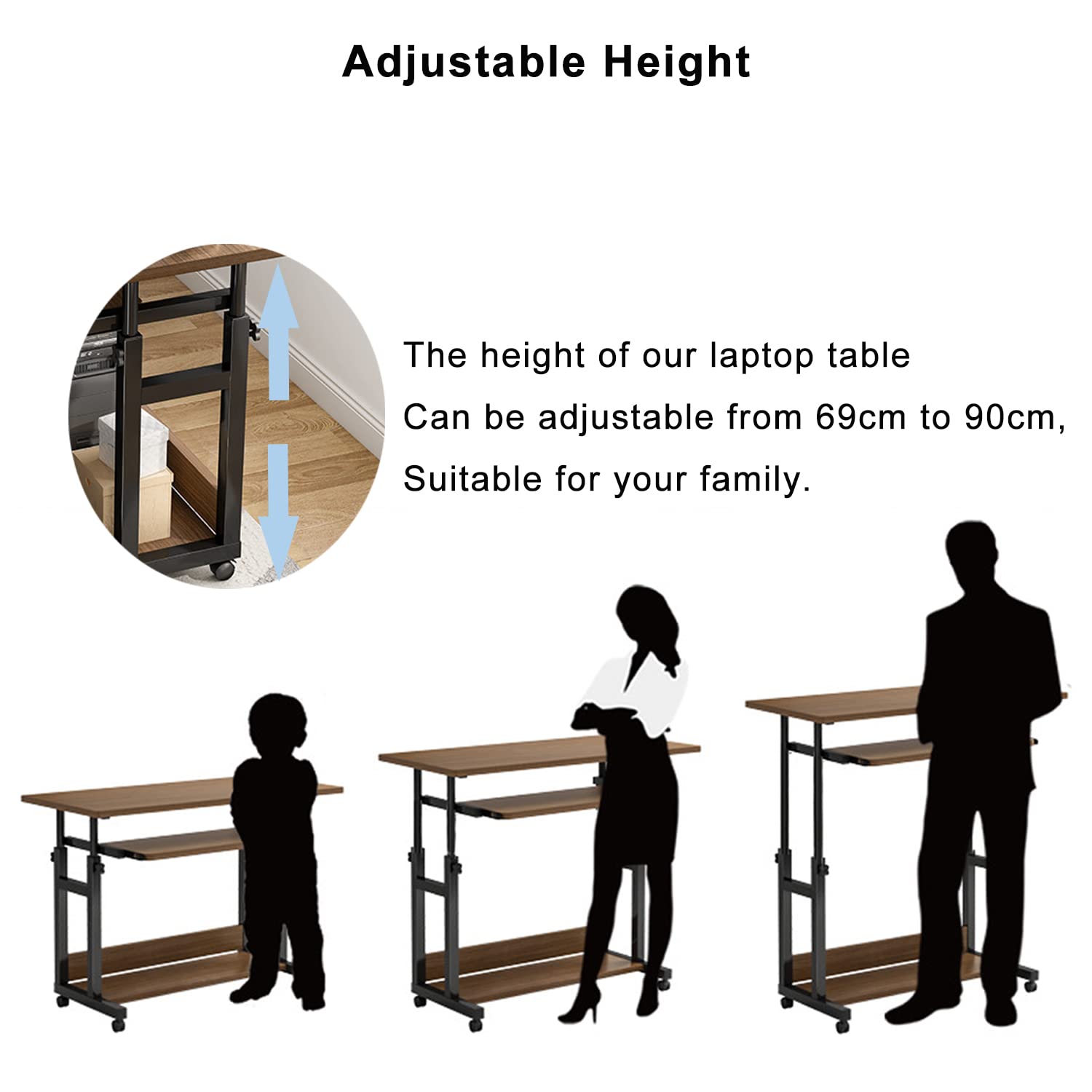 80 * 45 Adjustable Computer Table with Keyboard Tray,Bottom Storage