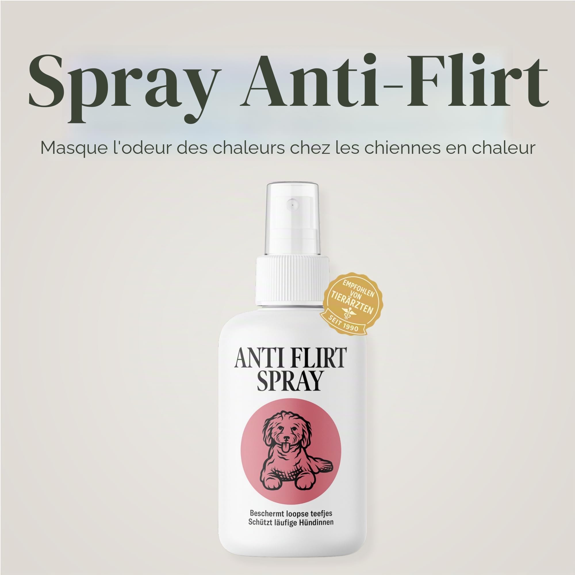 Spray Anti Flirt pour Chiens – Masque l’Odeur des chaleurs chez la Chienne, Aide à réduire l’Attention des mâles, Formule parfumée Naturelle 100 ML