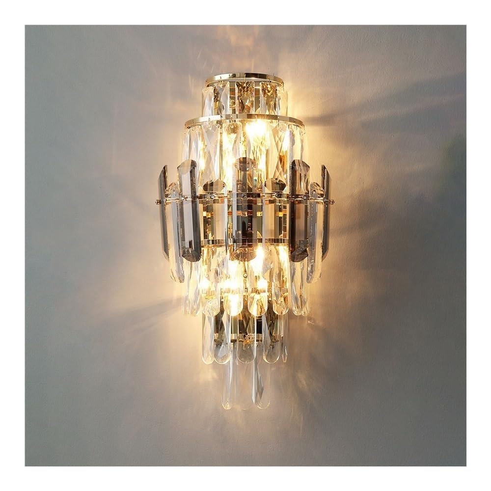 OZBMA Simple Gold Wall Sconce Modern Luxury Crystal Light Vanity Lamp Fixture for Bedroom Living Room Dining Hallway Stairs Hall