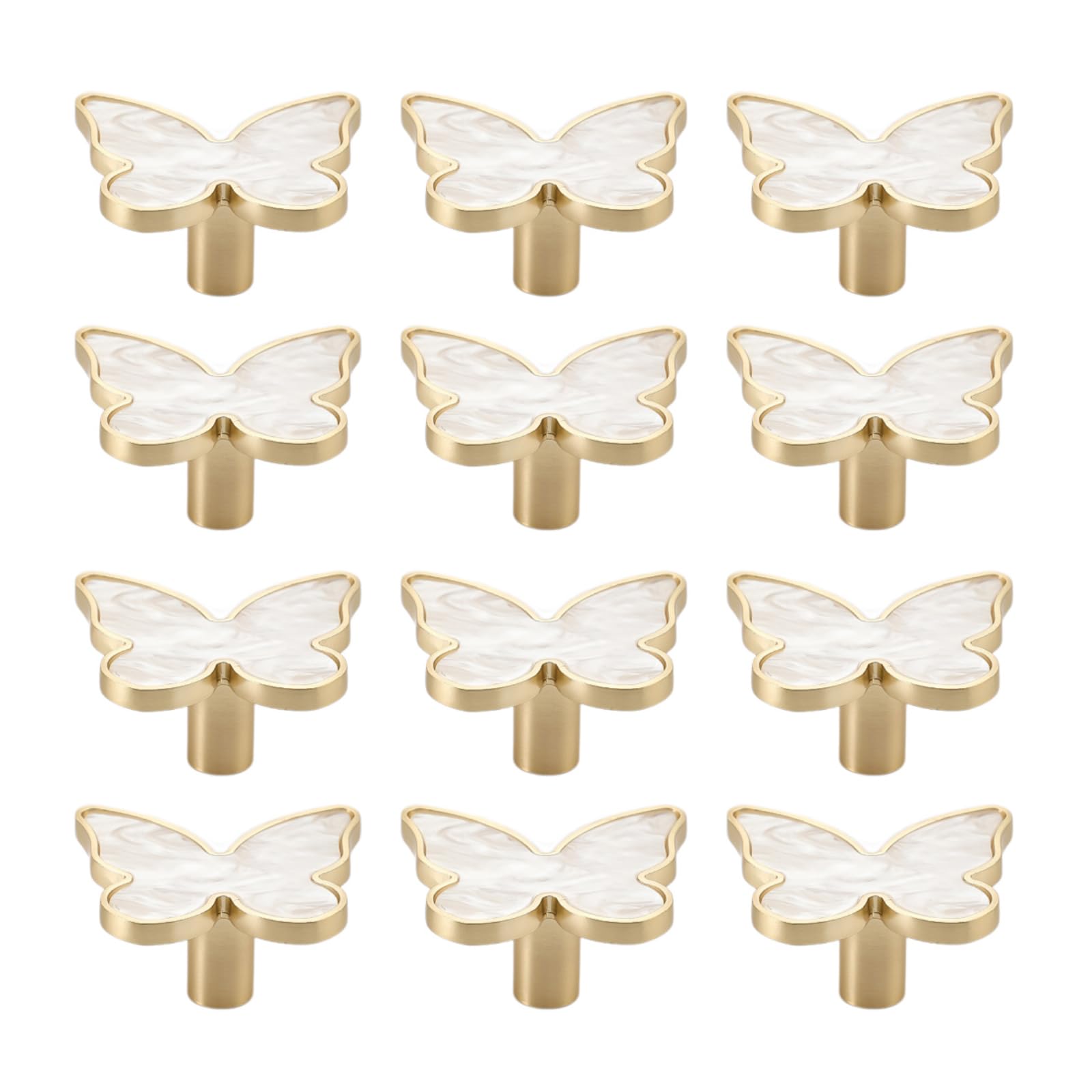 Pomo de aleación de zinc con forma de mariposa para gabinete, juego de 12 pomos de cajón de 23 x 51 mm, pomos de muebles para armario y puerta de tocador (juego E)