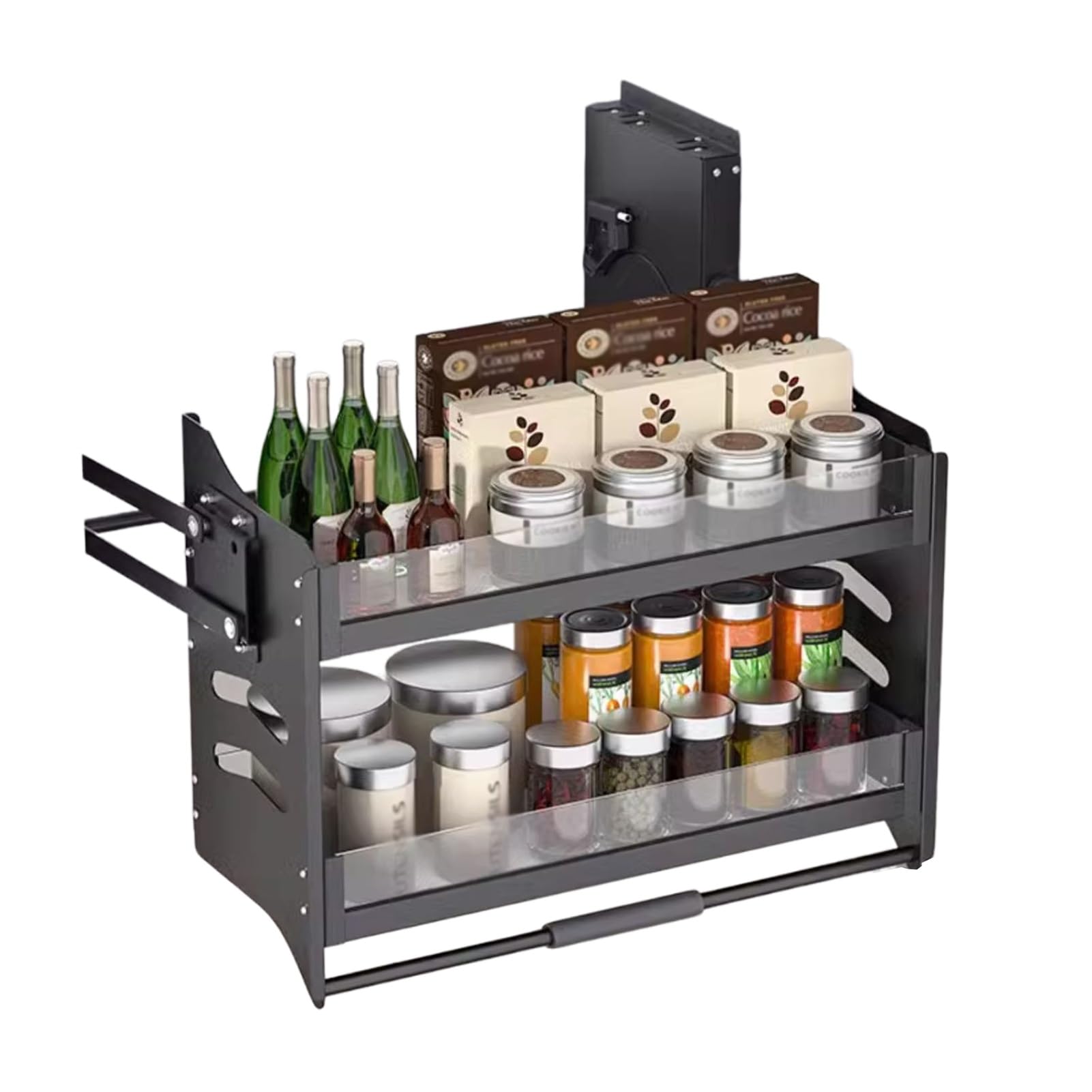 Organizzatore For Armadietto Estraibile A 2 Livelli Portaspezie For Carichi Pesanti Ripiani Scorrevoli For Armadietto, Organizzatore For Portaspezie Ideale For Mobili Da Cucina Salvaspazio 4 Impostazi