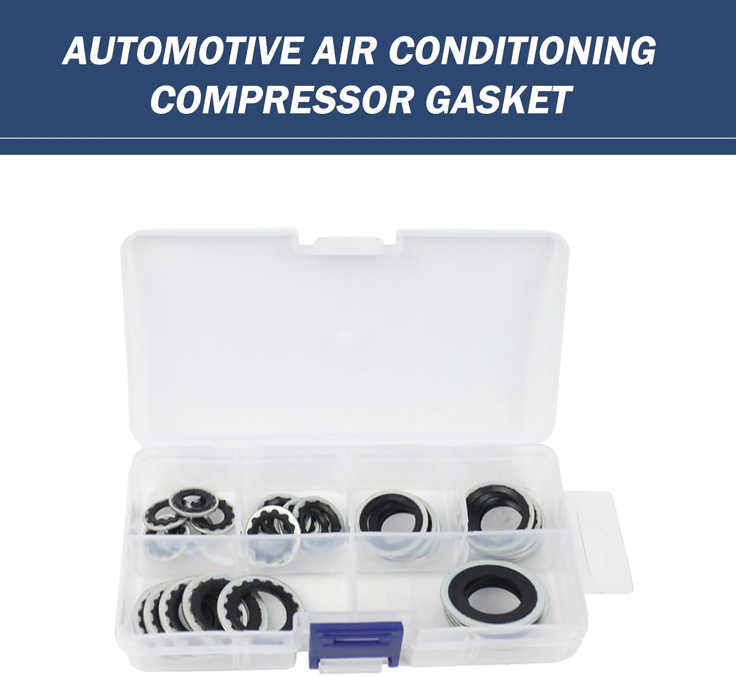 30PCS Car AC Gasket Kit, 6 Sizes Air Conditioner Compressor Port Sealing Gasket Kit, Versatile Leak-Proof Auto AC O Ring Seal Set, Universal A/C System Port Washer for Most Cars (Black)