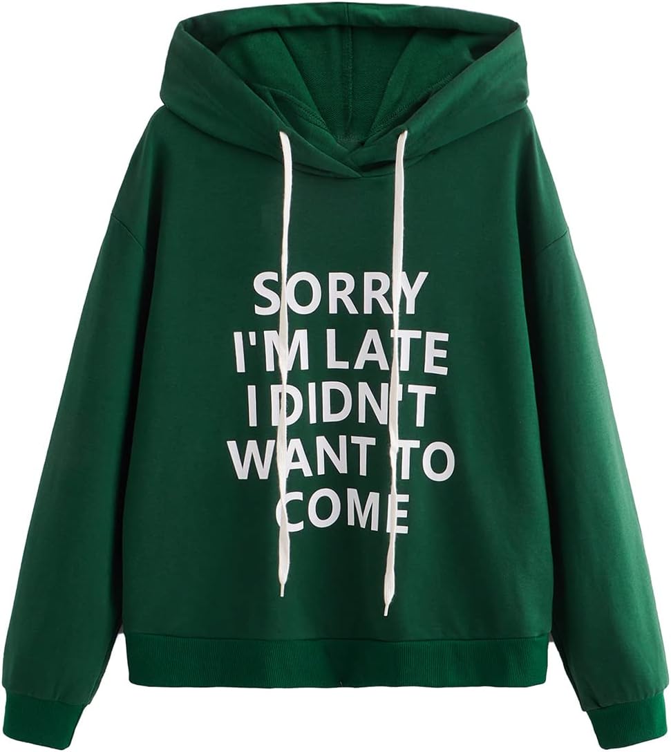 SweatyRocks Sweatshirt Women's Pullover Sweatshirt Hoodie Medium Dark Green