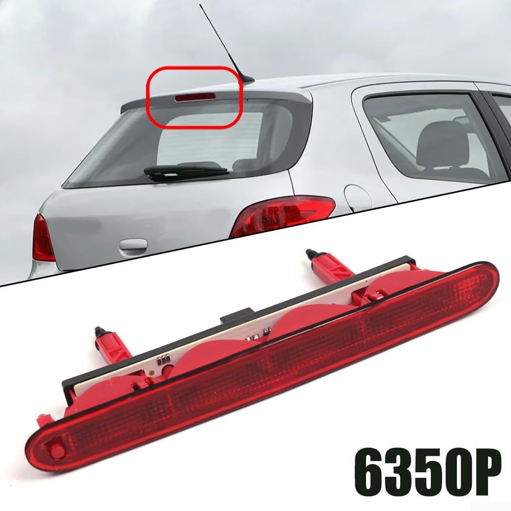 Zilimontt Tercera Luz de Freno de Alto Nivel Lámpara de Parada 6350P5 Luz de Freno LED de Montaje Trasero Compatible Con Para 307 Hatchback 2001-2008 Conjunto de Repuesto