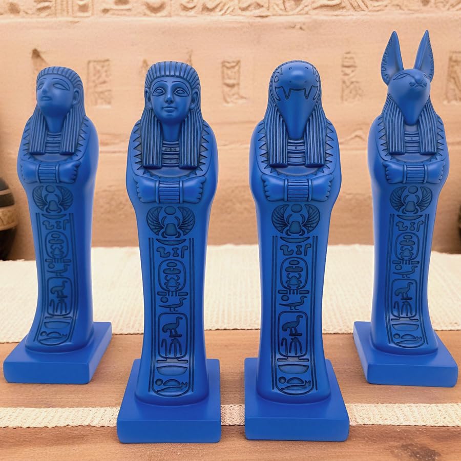 Juego de 4 estatuas de dioses egipcios en resina miniatura 2