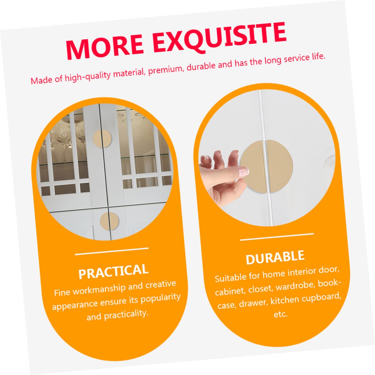 ARTIBETTER Practical Knobs Half Moon Drawer Pull Handles Suitable for Home Furniture