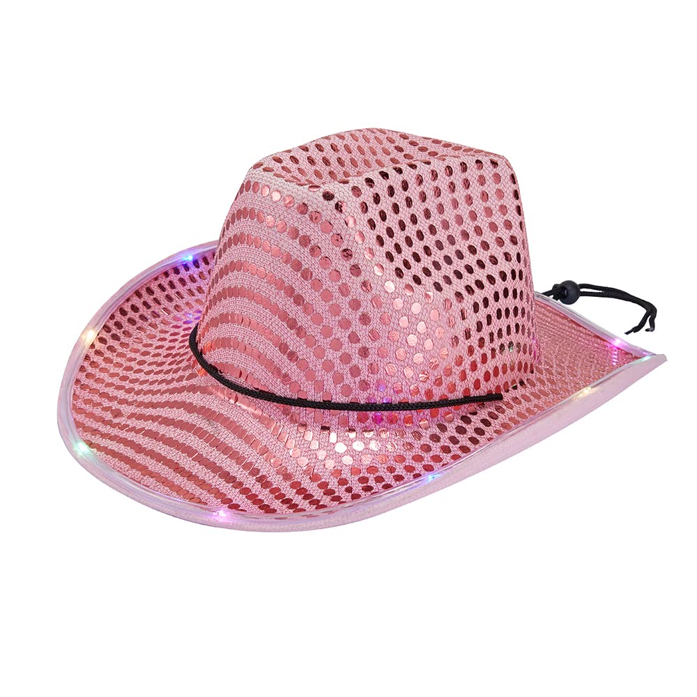ZFVEN LED Lid Light Upcowgirl Hat Flashing Lights Luminous Sombreros Luminosos Grillo de Moda Cowboy Hat Cow Chica Cosa Fun Rodeo Sombreros de Fiesta