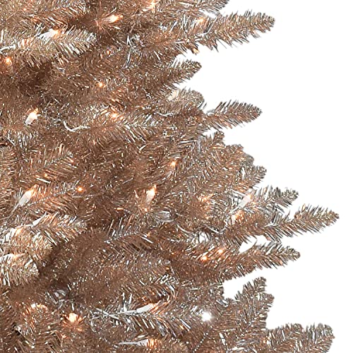 6.5 ft Pre-lit Royal Majestic Spruce Rose Gold Tree, 1228 Tips, 500 UL Clear Incandescent Lights by Puleo International Inc. - Image 2