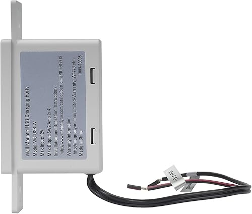 Miniatura 4 de Soporte de pared con 4 puertos USB de carga 12-16V DC apto para placas de pared estándar, color blanco