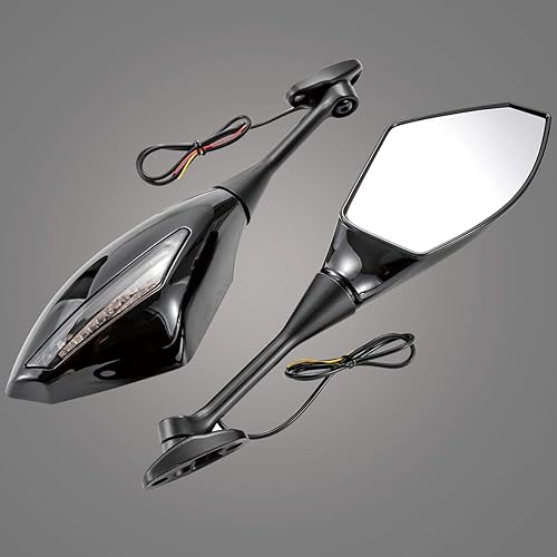 Miniatura 2 de KATUR Espejos laterales universales para motocicleta, intermitentes LED integrados, indicador intermitente compatible con Sport Bike Honda CBR600RR