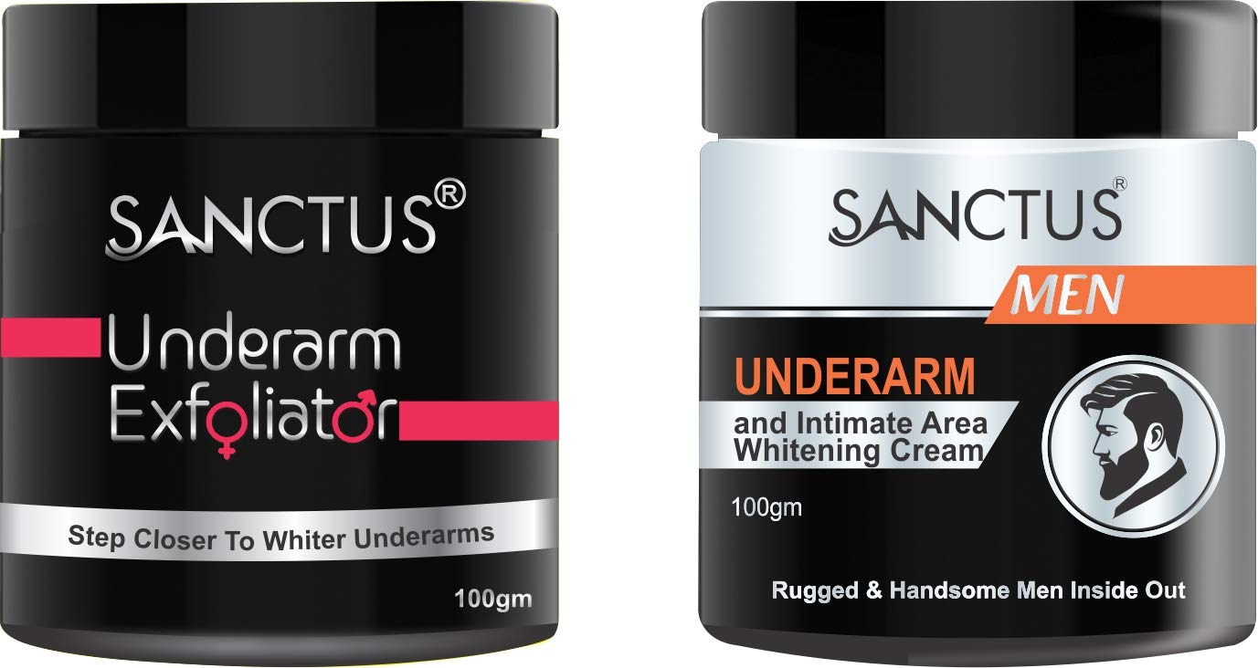 SANCTUS Underarm Treatment Kit - Intimate Area Whitening Cream and Exfoliator for Men (100 gm)