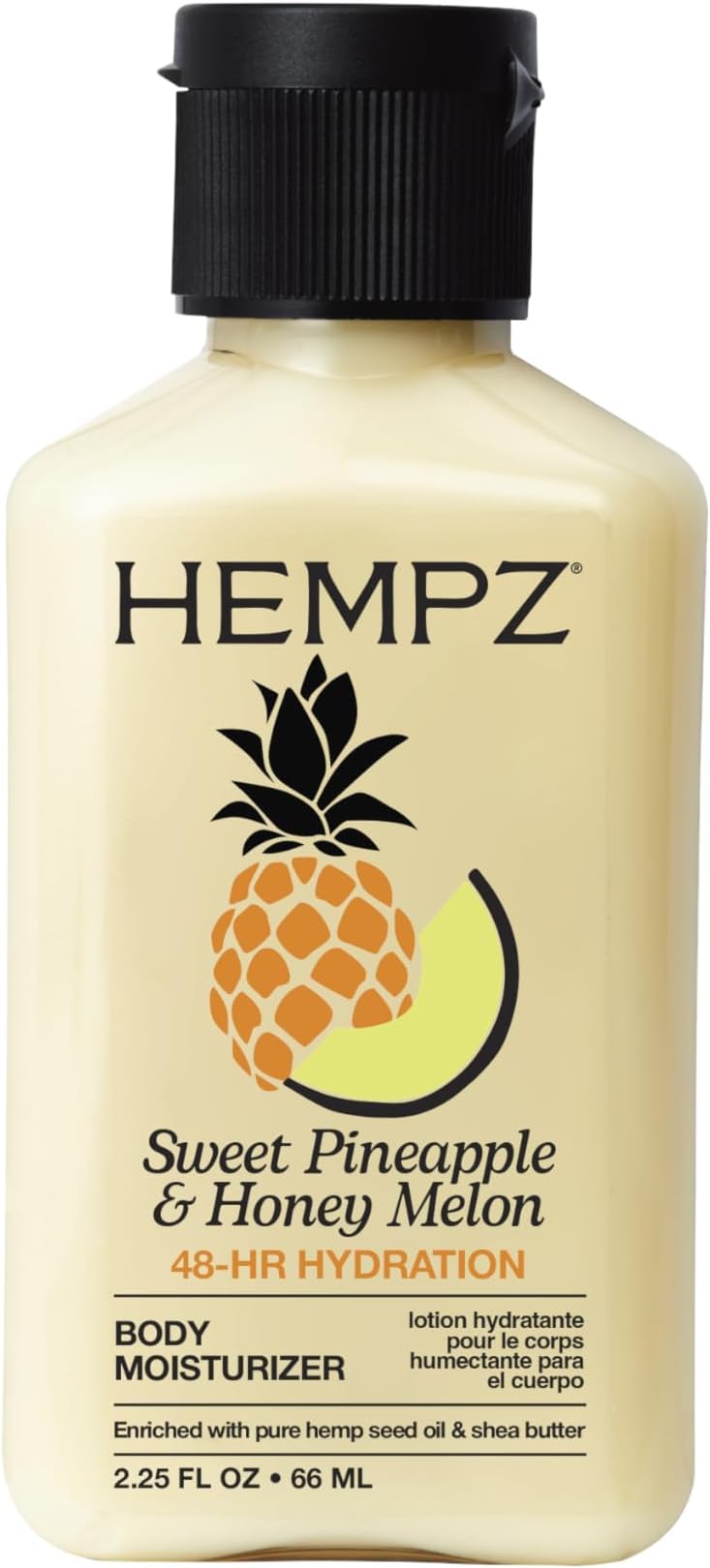 HEMPZ Mini Travel Size Body Lotion Whipped Crème Daily Moisturising Cream, Shea Butter Hand and Body Moisturiser - Skin Care Products, Hemp Seed Oil - 2.25 oz. - Sweet Pineapple & Honey Melon