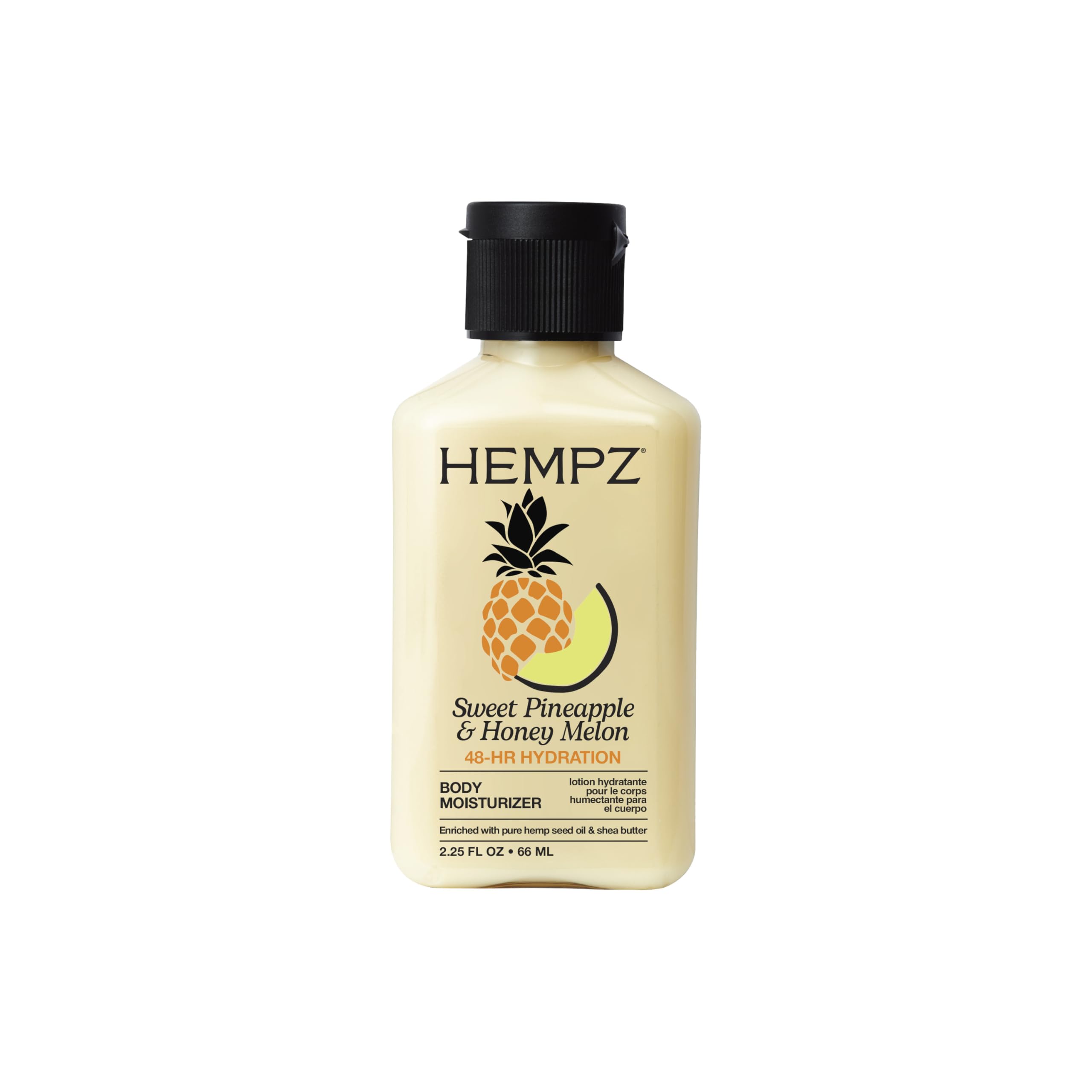 Mini Travel Size Body Lotion Whipped Crème Daily Moisturising Cream, Shea Butter Hand and Body Moisturiser - Skin Care Products, Hemp Seed Oil - 2.25 oz. - Sweet Pineapple & Honey Melon