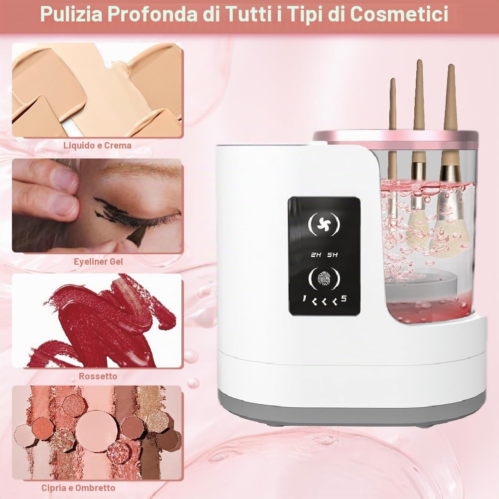 Nuova Macchina Lavapennelli per Trucco 2026, Abnaok 3 in 1 Pulitore e Asciugatore Elettrico per Pennelli da Trucco per Donne, Pulitore Automatico per Pennelli da Trucco, Adatto per Tutti i Tipi di
