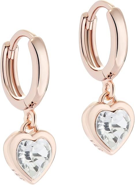 Ted Baker Hanniy Crystal Heart Huggie Earring - Rose Gold Tone/Crystal or Silver Tone/Crystal Options