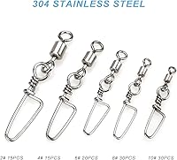 Vista 4 de 110 piezas de acero inoxidable barril giratorio accesorios de pesca, equipo de pesca premium con rodamiento de bolas, conector giratorio de broches