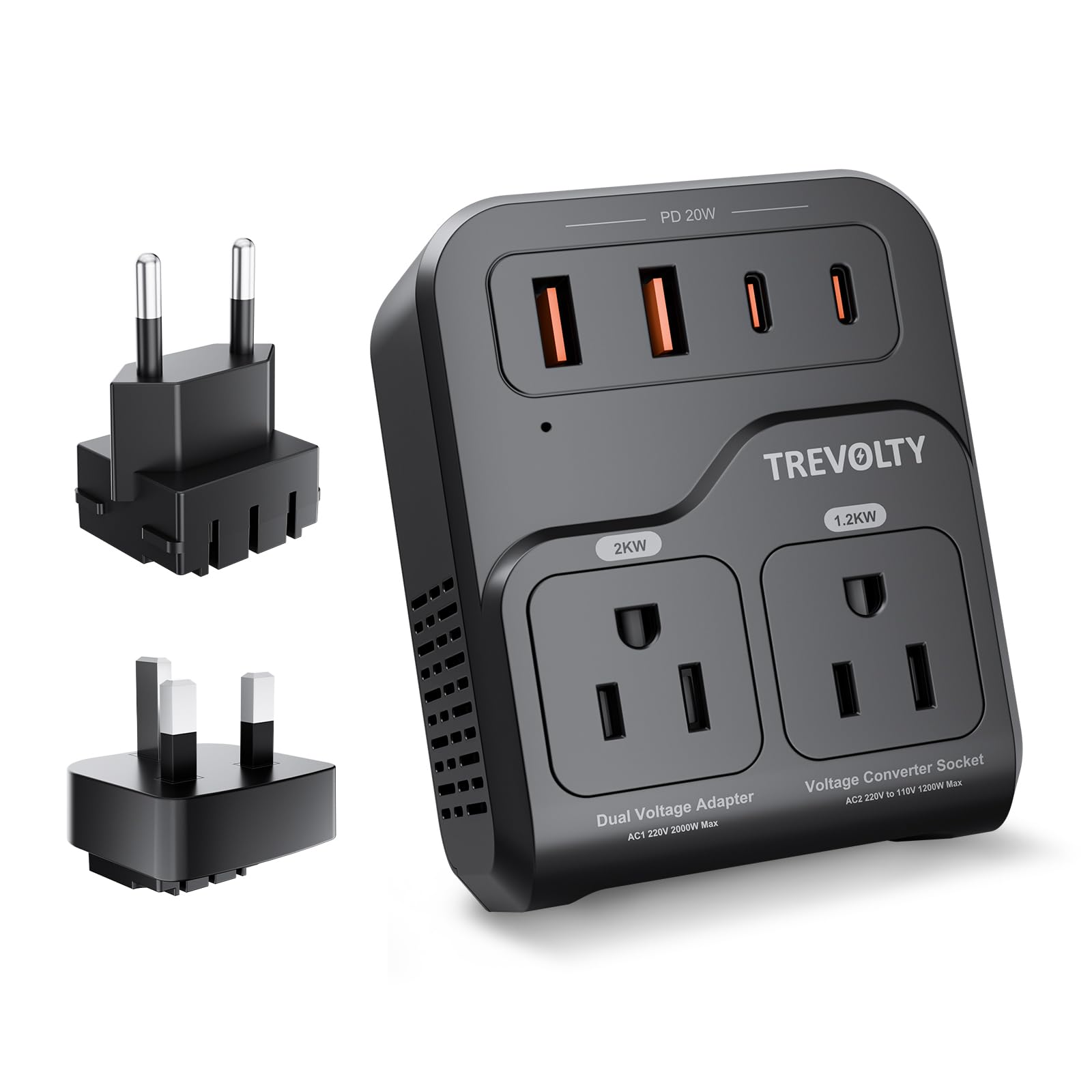 2000W Voltage Converter US to Europe, 220V to 110V Converter for European Travel with 3AC/2USB-A/2USB-C (PD20W), Travel Essentials with Type C G Plug (Black)-image-25