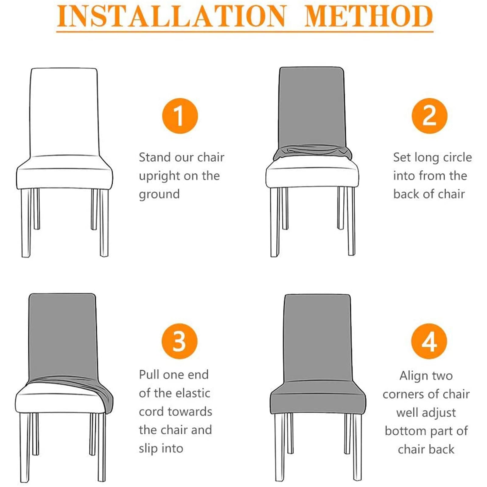 Housses de Chaise de Cuisine, Housses de Chaise de Salle à Manger Stretch Housse de Chaise de Bureau pour Bureau Café Hôtel