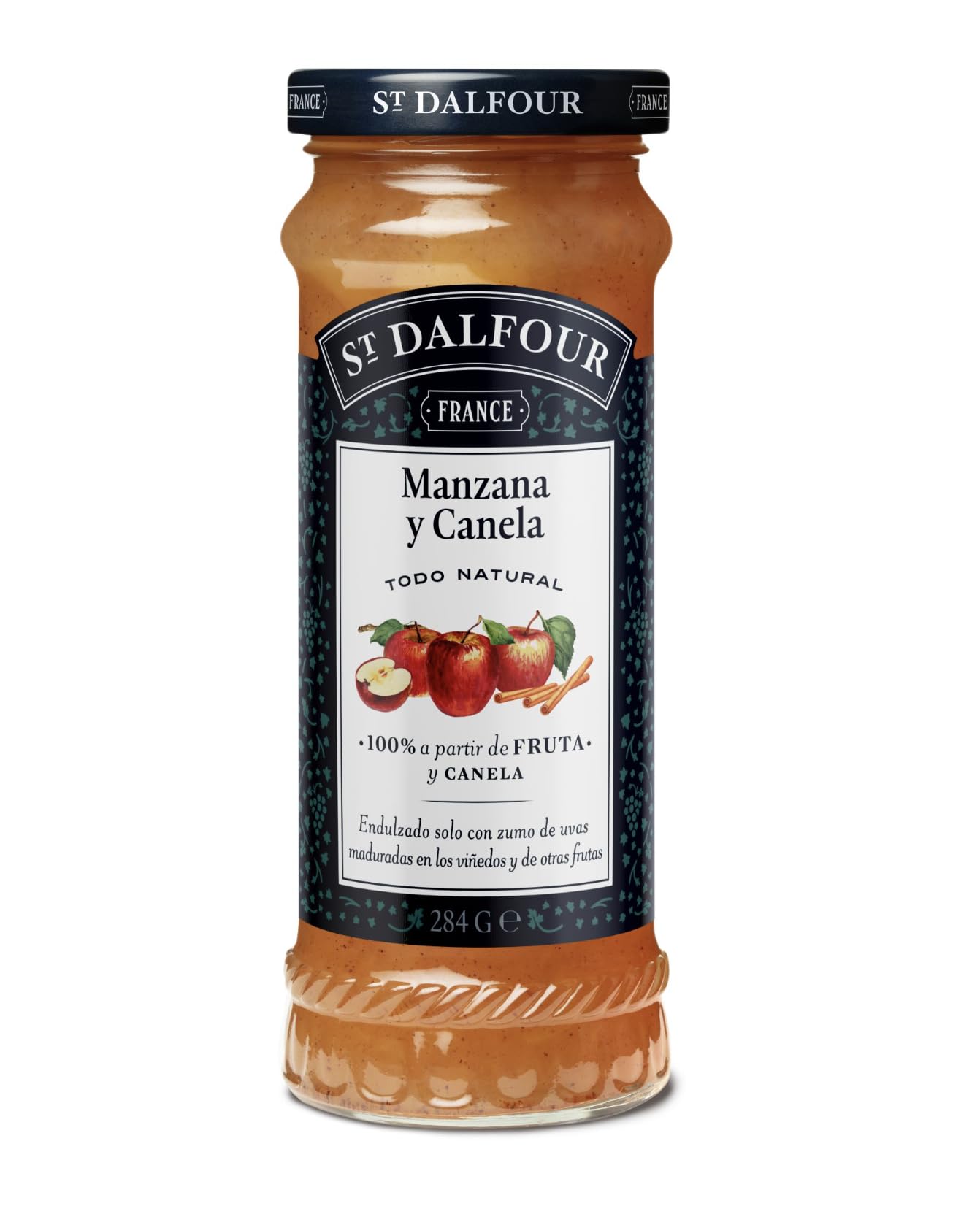 St Dalfour MANZANA & CANELA | Fruta triturada | Mermelada natural 284gr | 100% fruta sin azúcares añadidos