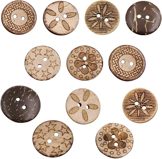 100 Stück Holzknöpfe Ozean Design - 20 Mm Mit Meerestier-Mustern, 2 Löcher