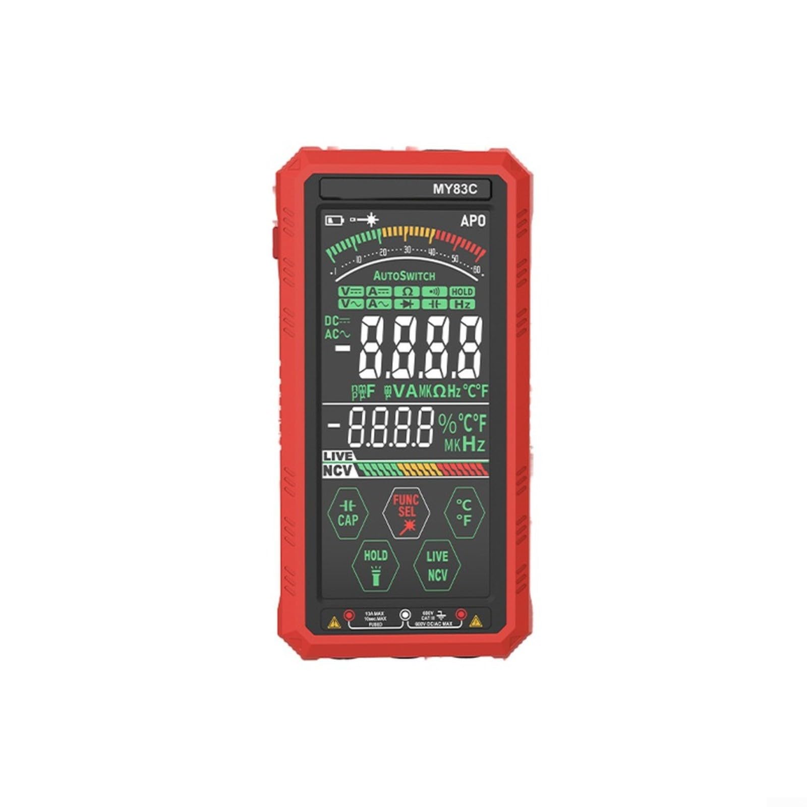 Multimetro digitale intelligente, 6000 conteggi VA Touchscreen Auto-Range Tester con NCV Live Wire Detection Torcia Tipo-C ricaricabile (2 pezzi)
