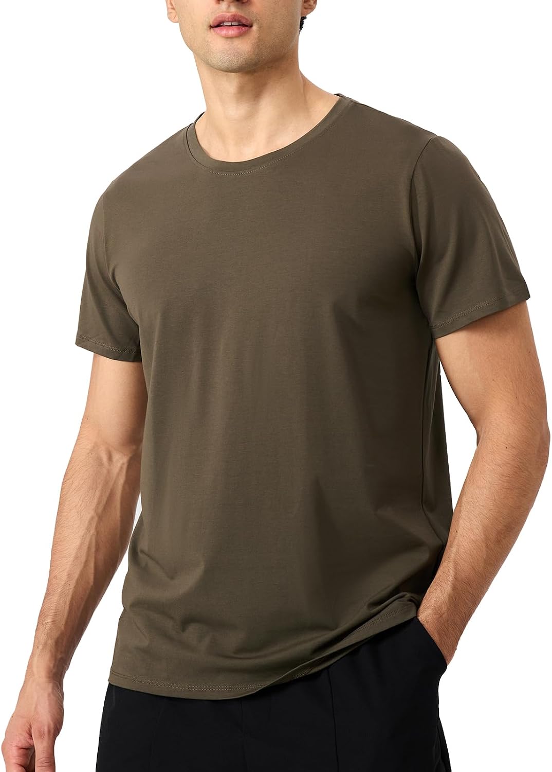 YEL Men's T Shirts Casual Short Sleeve Cooling Modal Cotton Blend Basic Tee Summer Cooling Lightweight Classic Shirt