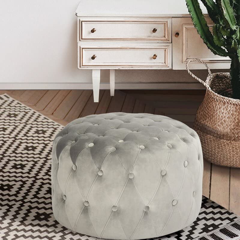 Euskara Homes -Colin 23.6'' Wide Ottoman - Grey Polyester