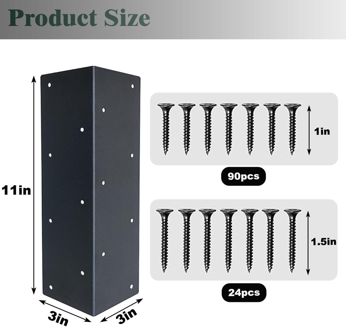 8Pcs Raised Garden Bed Corner Brackets, 11“ x 3” x 3“ L-Shape Metal Rustproof Thickened Raised Bed Corner Brackets for 12” - 24" Flower Vegetable Furniture Planter Wood Garden Bed Box (Matte Black)