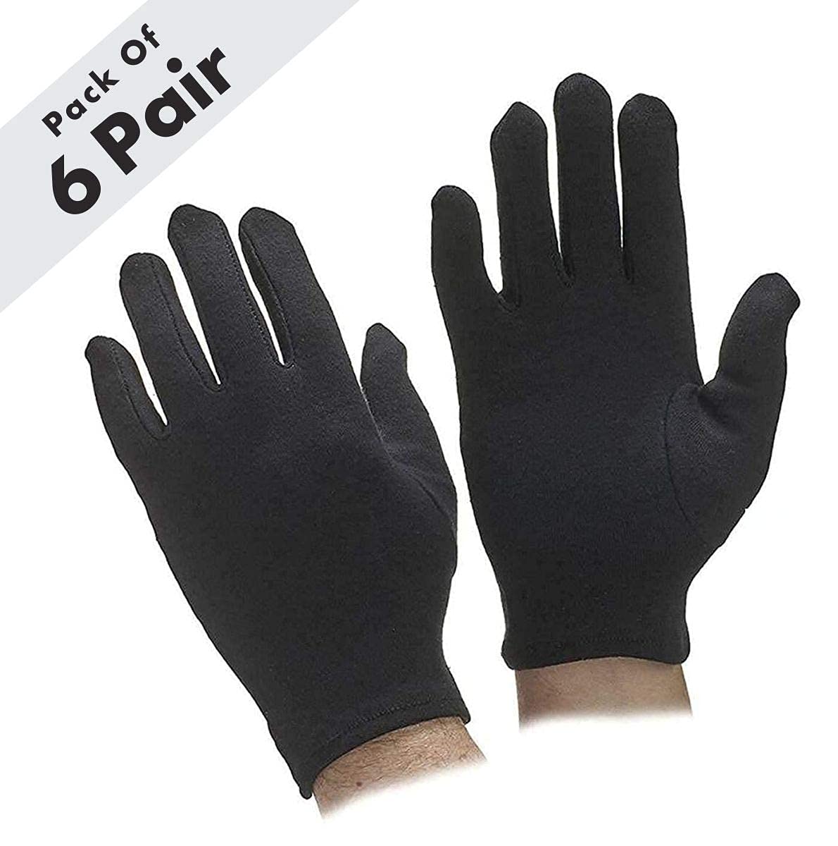 Raizex Pack of 6 Pairs | Cotton Summer Glove for Men & Women | Anti-Slip UV Protection Hand Gloves | Outdoor Sun, Dust, Pollution Shield | Elastic Fit | Black