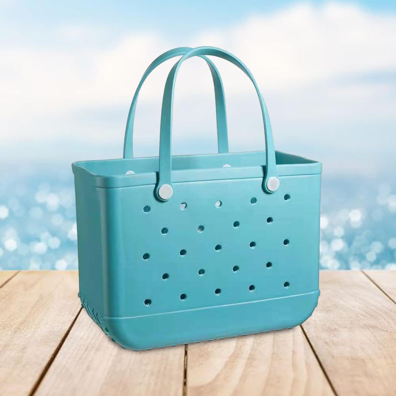 Grande borsa da spiaggia in gomma, borsa da viaggio impermeabile da donna, borsa da viaggio lavabile, elegante da donna, borsa per la spesa in gomma con fori, borsa per sport, spiaggia, mercato,