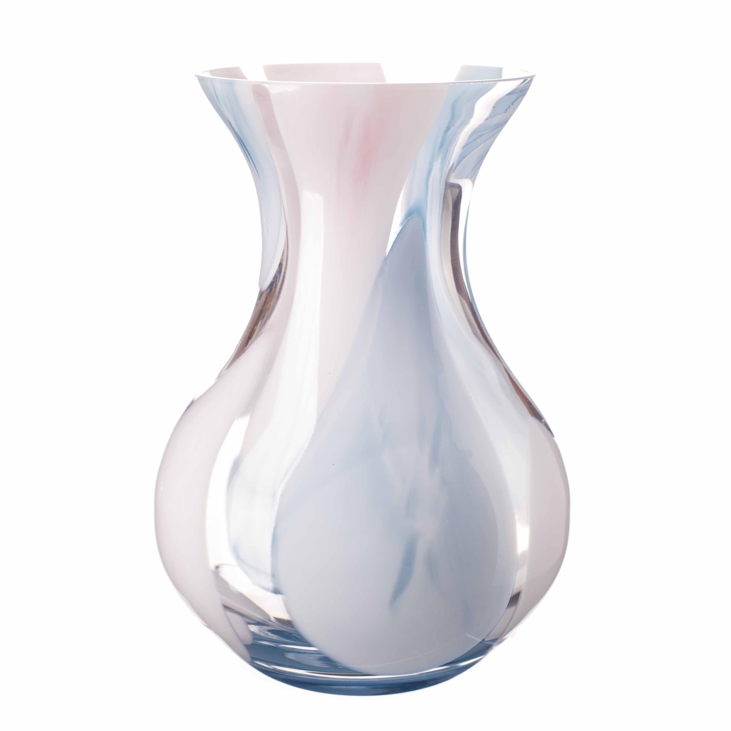 Amelia Art Glass Pink Blue And Clear Decorative Glass Posy Flower Vase, 17Cm Height, Clear, Pink And Blue Pastel - Cotton Candy