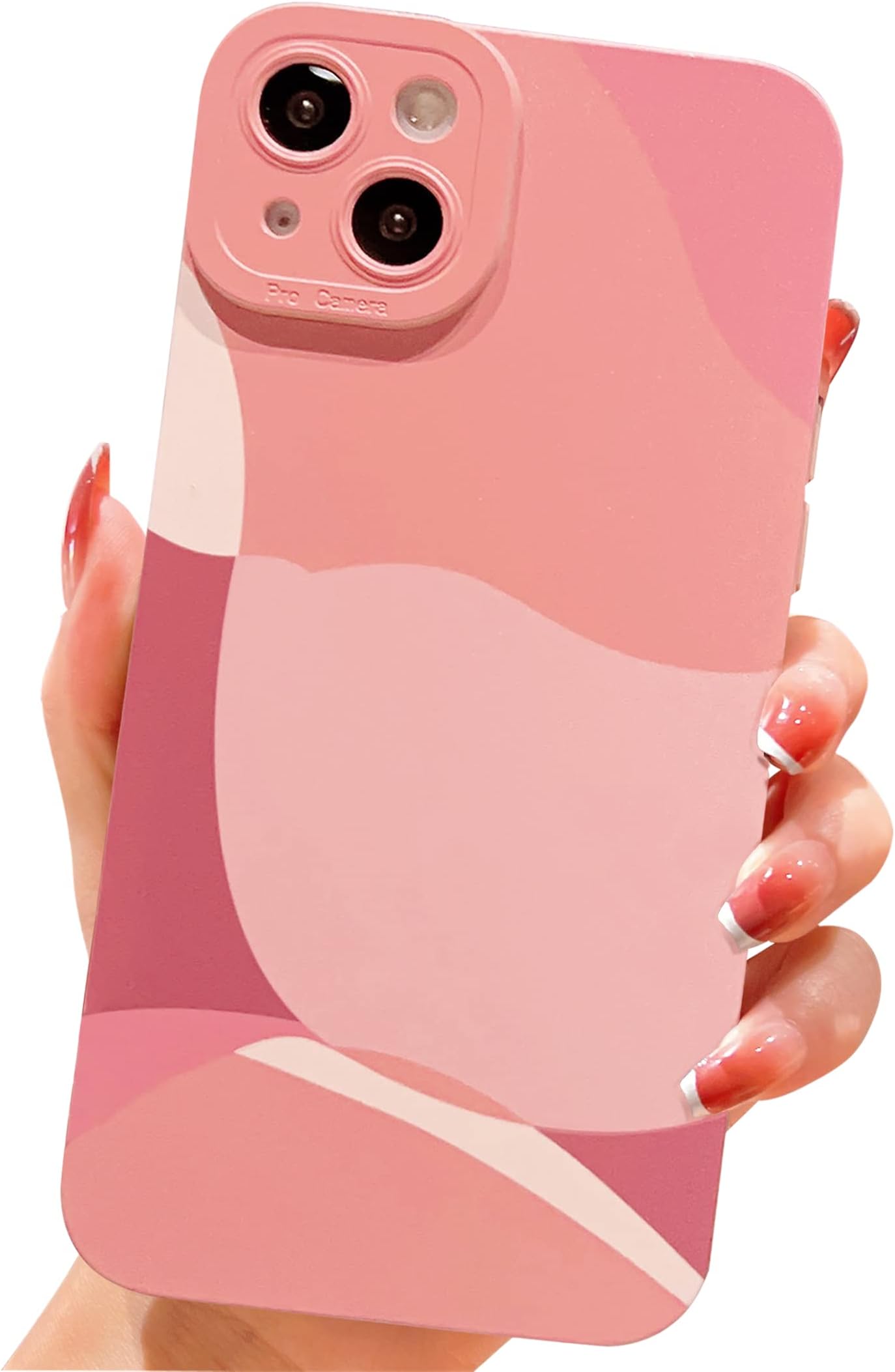 YKCZL Compatible with iPhone 14 Case,Cute Painted Art Heart Pattern Full Camera Lens Protective Slim Soft Shockproof Phone Case for Women Girls-Pink