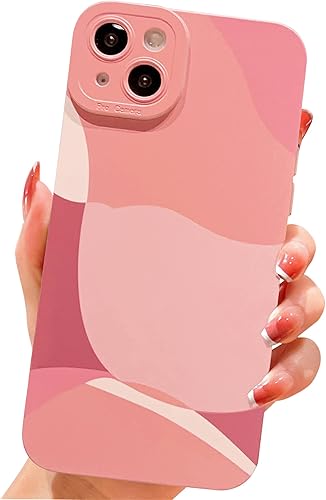 YKCZL Funda compatible con iPhone 14, bonito diseño de corazón pintado con lente de cámara completa, delgada, suave, a prueba de golpes, para