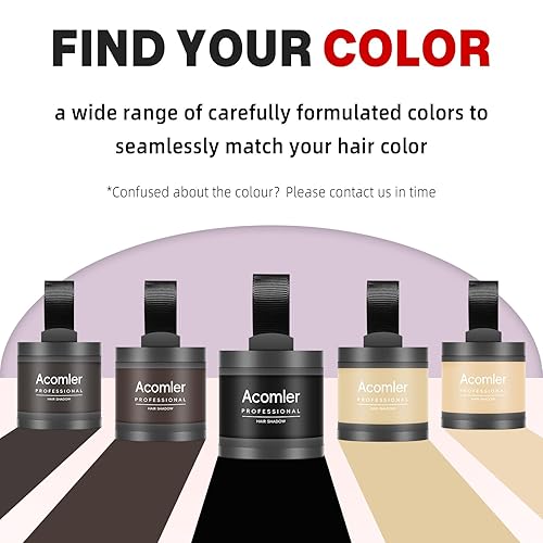Miniatura 21 de Acomler Polvo para cubrir raíces para adelgazamiento, cabello gris, marrón oscuro para sombra de línea de cabello, cejas, línea de barba, puntos