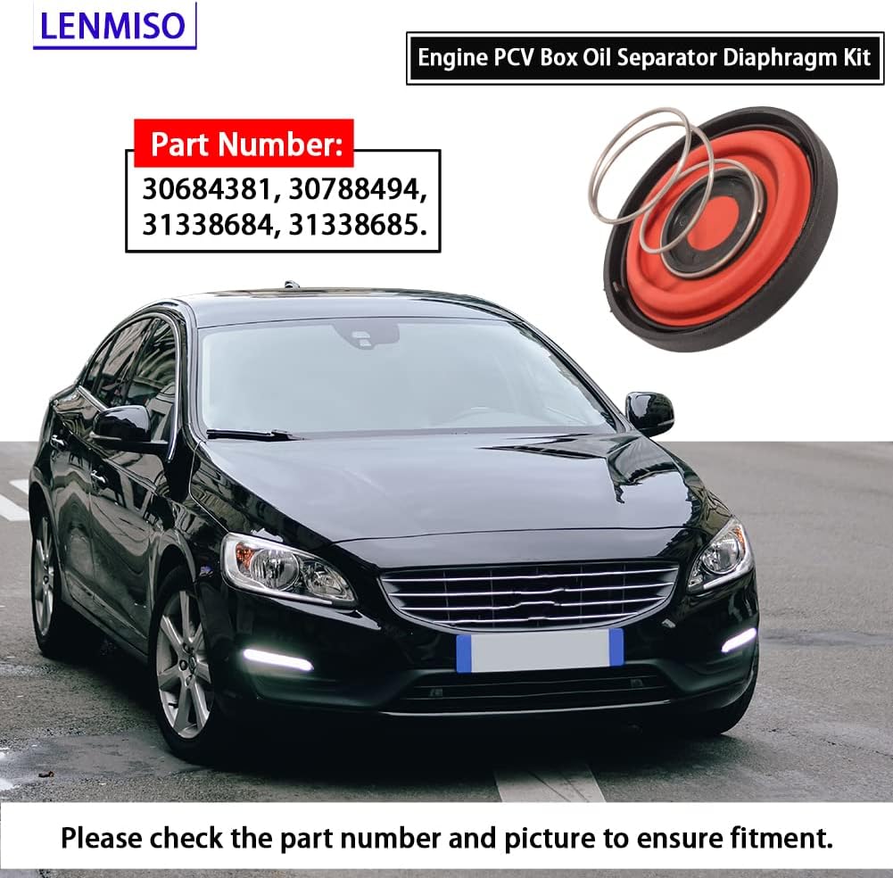 Engine PCV Box Oil Separator Diaphragm with Spring Compatible with S40 V50 C70 Code p0174 p0171 Replace 30684381 30788494 31338684 31338685