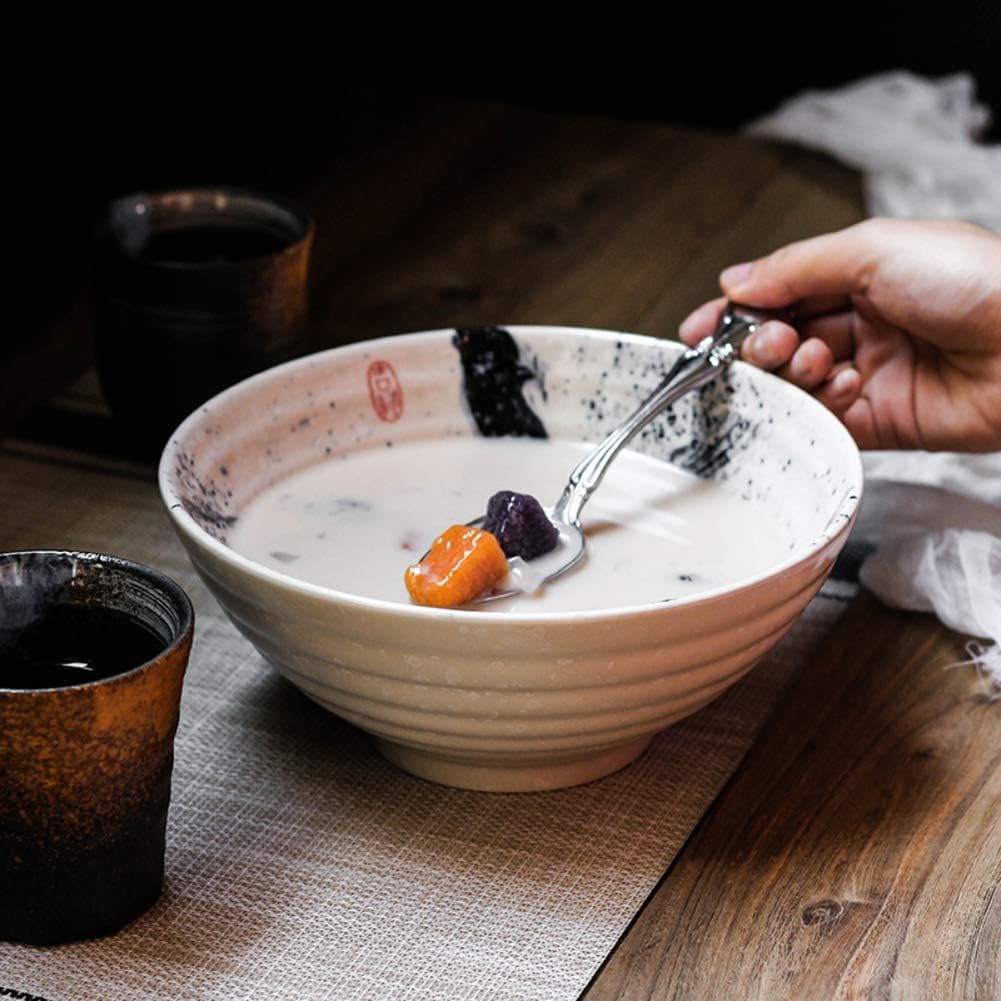 Générique Grand Bol de Service de Style Japonais, Plats de Service en céramique, Bol à Ramen, Bol à Soupe, Bol à mélanger, Vaisselle pour collations, Bols à céréales et à Nouilles
