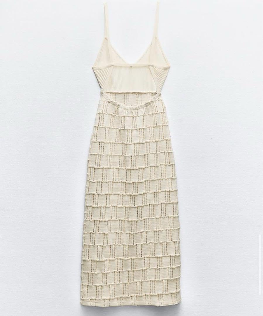 ZARA ザラ　コントラスト ワンピース 完売品 ZARA】ZW COLLECTION コントラスト しわ加工ワンピース (ZARA