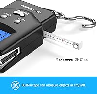 Vista 3 de Báscula de Pescado Báscula de Equipaje Equipo de Pesca - 110lb Pantalla LCD Digital Retroiluminada con Cinta Métrica Incorporada - Báscula de Pesca