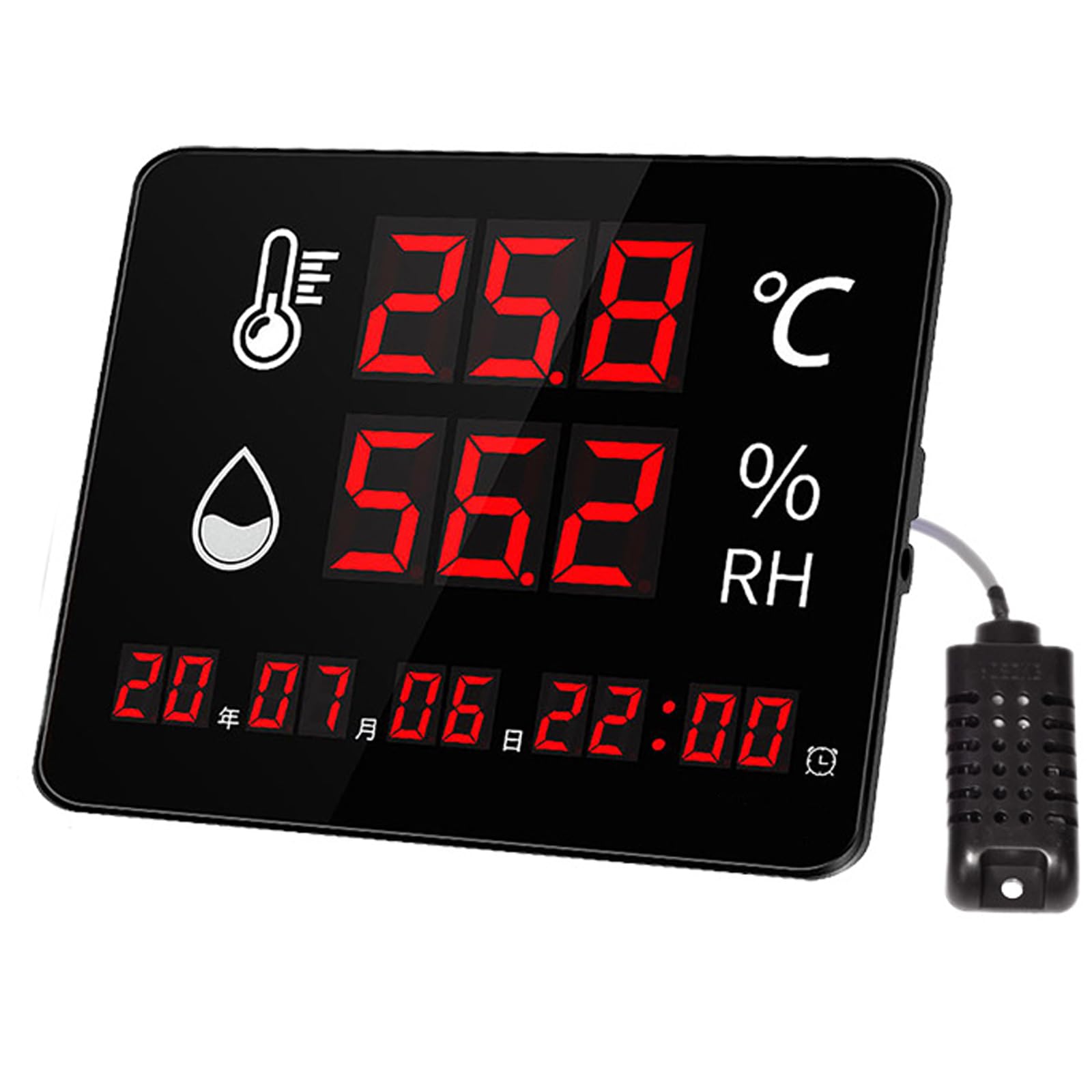 Termómetro Y Medidor De Humedad para Interiores, Monitor Digital con Sensor De Temperatura Y Humedad, Pantalla LED Grande, Alarma Y Decibelios, con Sensor De Registro De Máximo Y Mínimo
